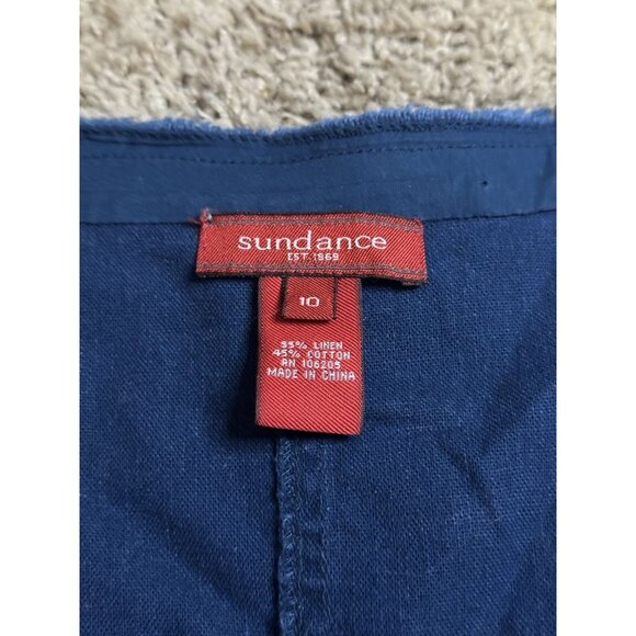 SUNDANCE Blue Linen Blend Cropped Cardigan Jacket Preppy Boho Career Office 10 - Picture 3 of 6